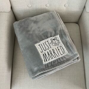 Rae Dunn Gray 'Just Married' Throw Blanket